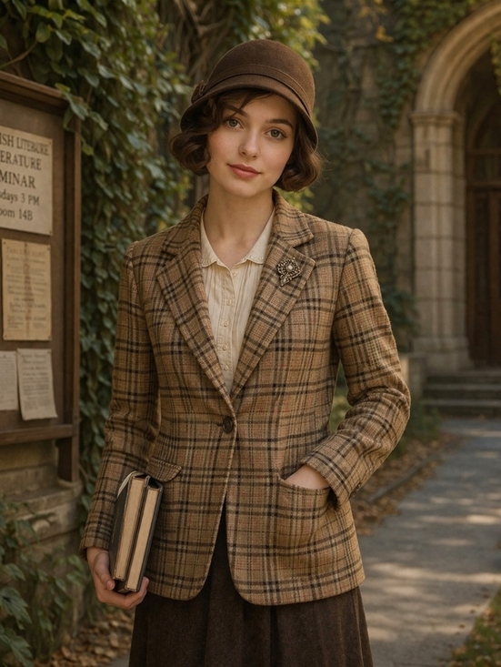 Requirements Jackets & Blazers - Vintage Requirements Woman’s‎ Brown Tartan Plaid Blazer Size 8 Wool Blend Jacket
